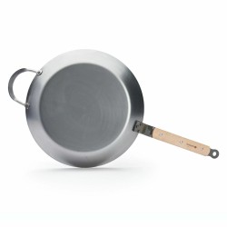 De Buyer Mineral B Bois duża patelnia stalowa 32 cm z bukowym uchwytem
