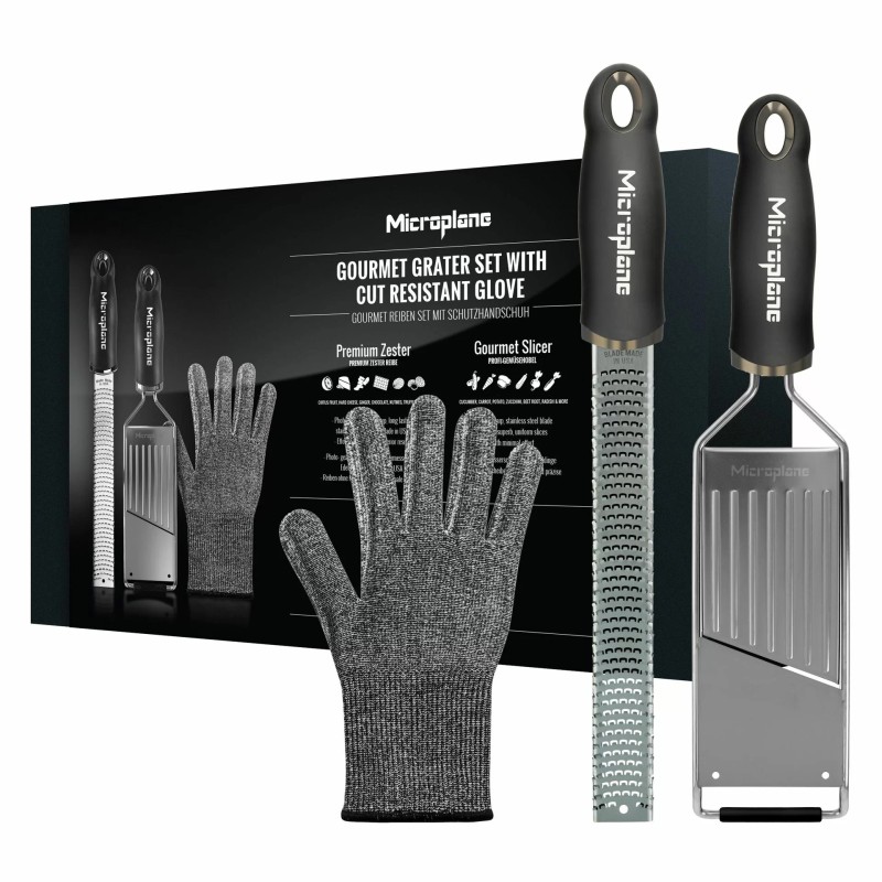 Microplane Gourmet zestaw zester, mandolina, rękawica