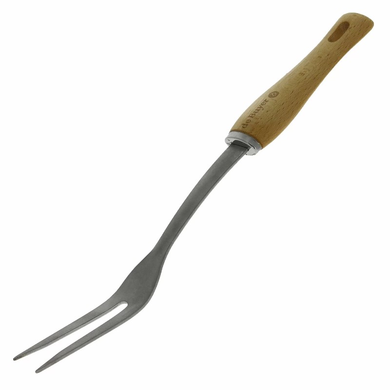 De Buyer B Bois widelec do mięsa 32 cm, stal nierdzewna i drewno bukowe
