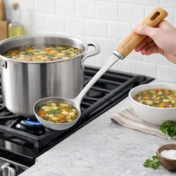 De Buyer B Bois chochla stalowa 34 cm z bukowym uchwytem