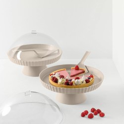 Blim Plus Agora - Patera do ciasta z pokrywką i łopatką w kolorze mokka