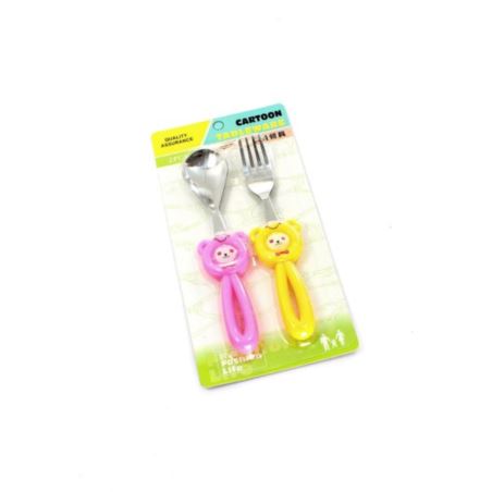 komm/e97rż kpl 2 szt sztućce dla dzieci róż-żół
