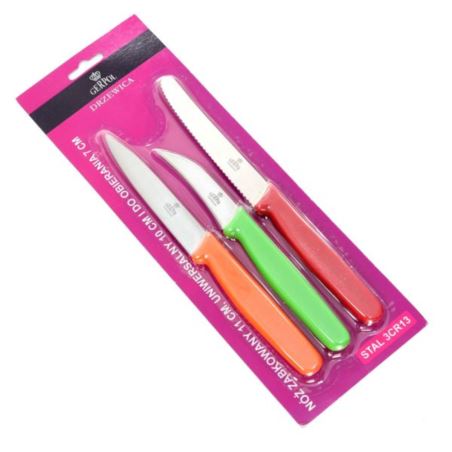 GERPOL Neon 3 noże z ząbkami 11 cm 10 cm 7 cm