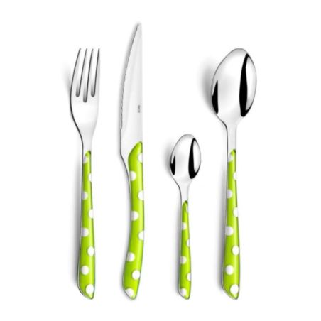 Amefa ECLAT DOTS Kpl sztućców 6 osób 24 cz zielony