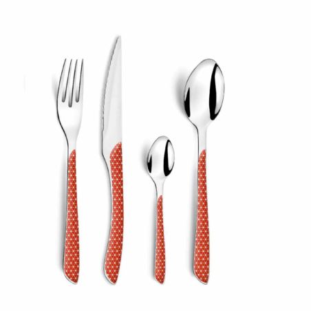 Komplet sztućców Eclat Geo na 6 osób 24 szt. czerwony Amefa