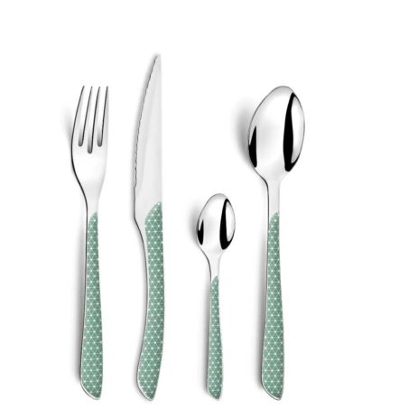 Komplet sztućców Eclat Geo na 6 osób 24 szt. zielony Amefa