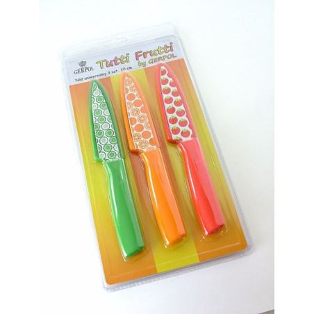 Komplet 3 noże do obierania Tutti frutti 10 cm Gerpol