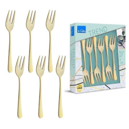 Komplet widelczyków do ciasta Austin Trend Vintage 6 szt. złoty Amefa