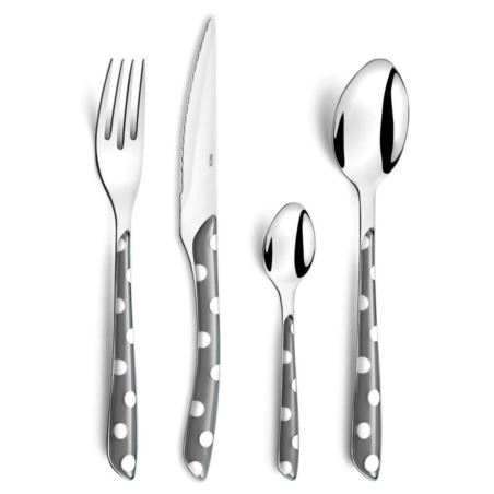 Komplet sztućców Eclat Dots na 6 osób 24 szt. szary Amefa