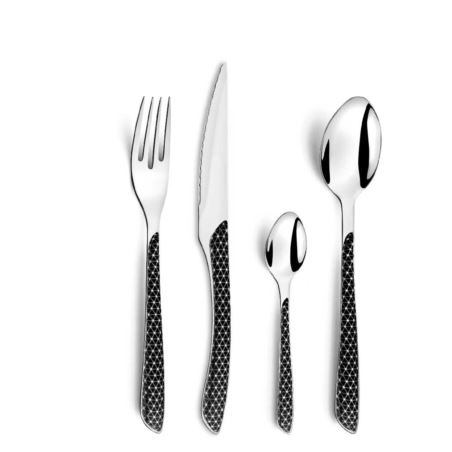 Komplet sztućców Eclat Geo na 6 osób 24 szt. czarny Amefa