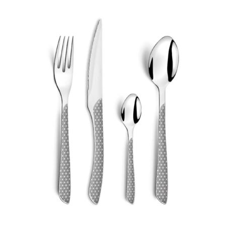 Komplet sztućców Eclat Geo na 6 osób 24 szt. szary Amefa
