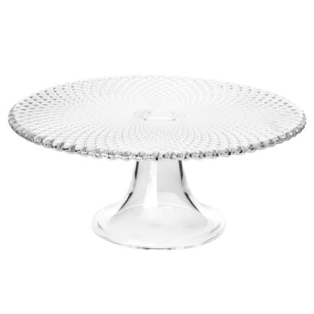 Patera na ciasto na nóżce szklana 28 cm Karo Edwanex