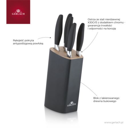Komplet noży w bloku Style Plus 5 szt. Gerlach