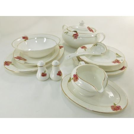Komplet porcelany obiadowej Rosalin dla 12 osób 44 elementy Heywood
