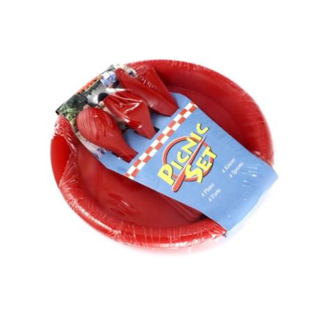 Zestaw piknikowy 16 szt. czerwony Kommar