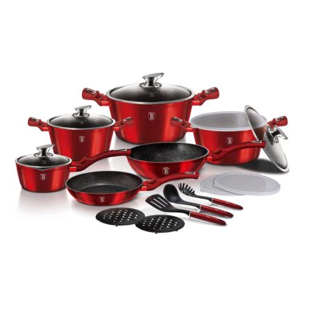 Zestaw garnków 18 el. Burgundy Berlinger Haus